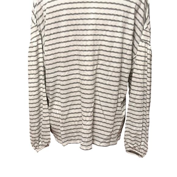 Weatherproof Vintage Top Striped Long Sleeve Relaxed Fit Ribbed Gray/Cream M NWT - Picture 6 of 9